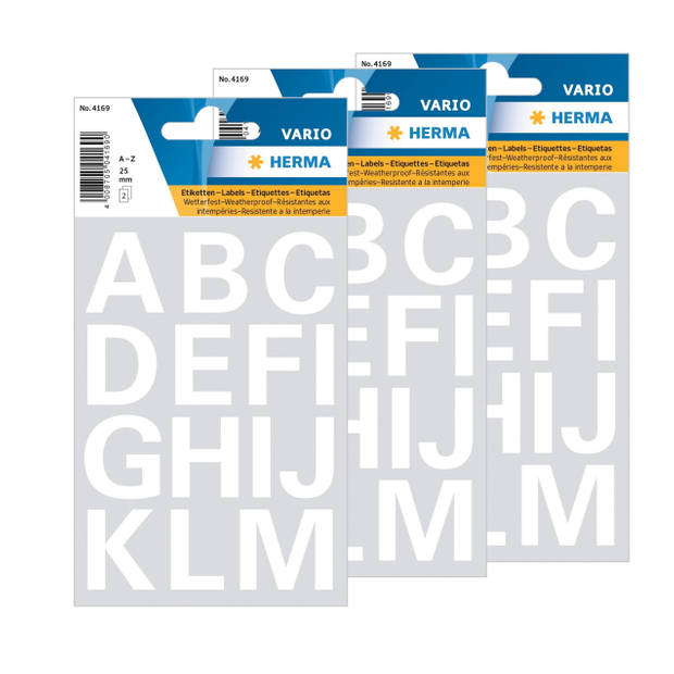Stickervelletjes 28x alfabet plak letters A-Z wit 25 mm - Stickers
