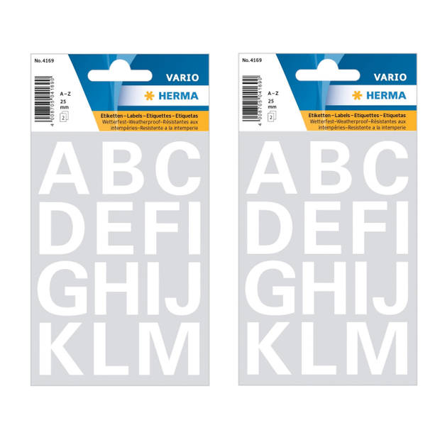 Stickervelletjes 28x alfabet plak letters A-Z wit 25 mm - Stickers