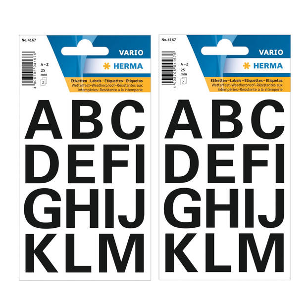 Stickervelletjes 28x alfabet plak letters A-Z zwart 25 mm - Stickers