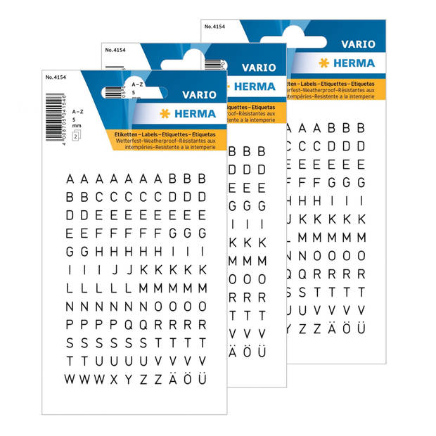 Stickervelletjes met 240x stuks alfabet plak letters A-Z zwart/transparant 5 mm - Stickers