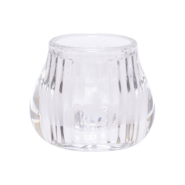 Glazen theelichthouder / waxinelichthouder transparant rond 8 cm - Waxinelichtjeshouders