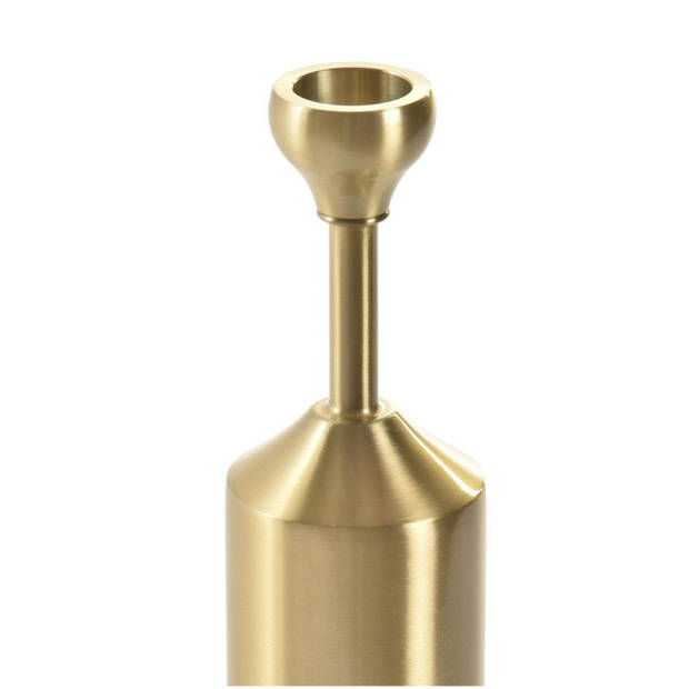 Luxe kaarsenhouder/kandelaar goud metaal 5 x 5 x 22 cm - kaars kandelaars