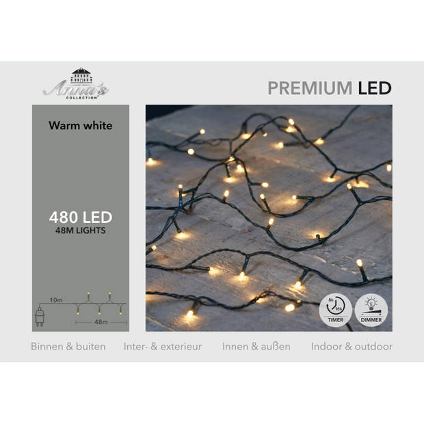 Anna's Collection Kerstverlichting - 480 led - warm wit - 48m - Kerstverlichting kerstboom