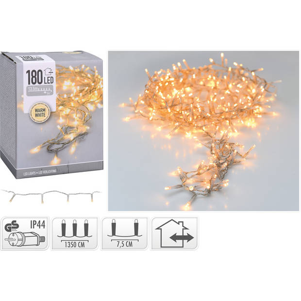 2x pakjes feestverlichting lichtsnoeren met 180 warm witte led lampjes/lichtjes 13,5 meter - Kerstverlichting kerstboom