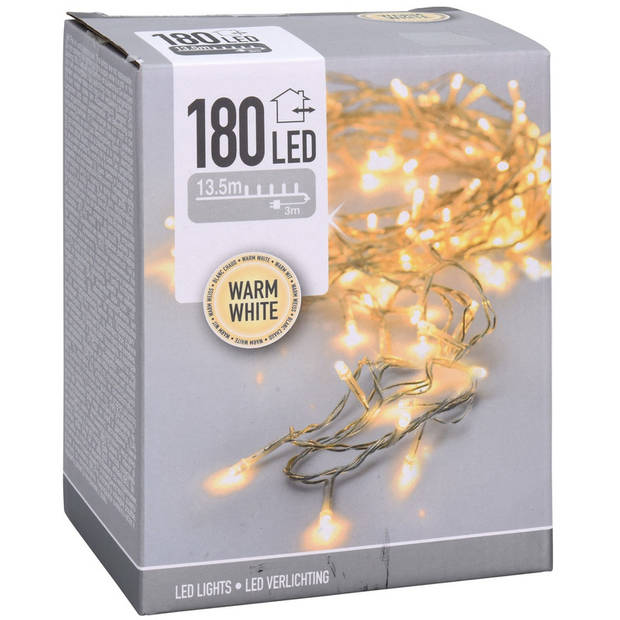 Kerstverlichting - lichtsnoer - warm wit - 13 m - 180 LEDs - Kerstverlichting kerstboom