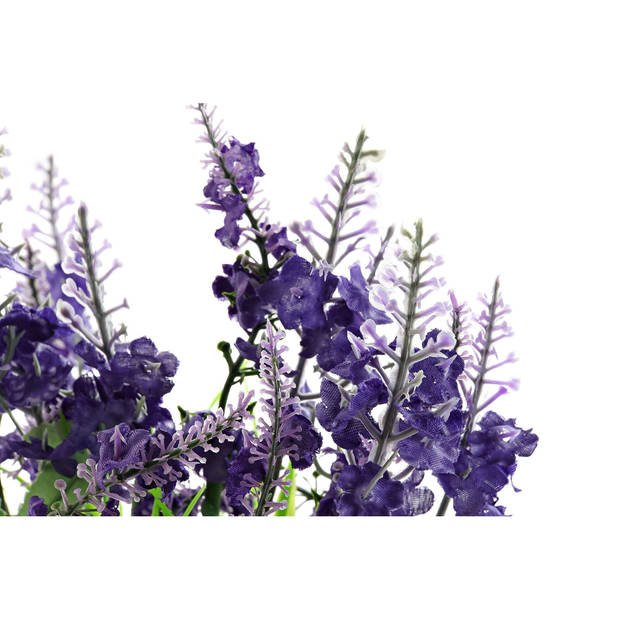 Lavendel kunstplant/kamerplant paars in grijze sierpot H28 cm x D18 cm - Kunstplanten