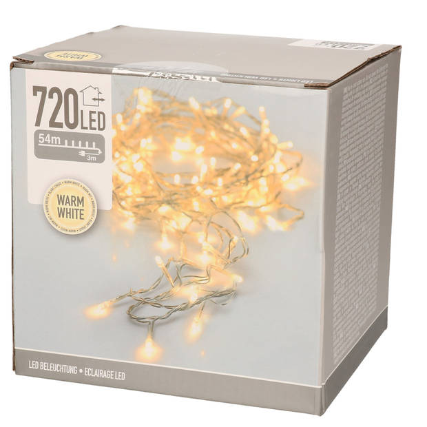 Kerstverlichting transparant 720 warm witte lampjes buiten 5400 cm - Kerstverlichting kerstboom