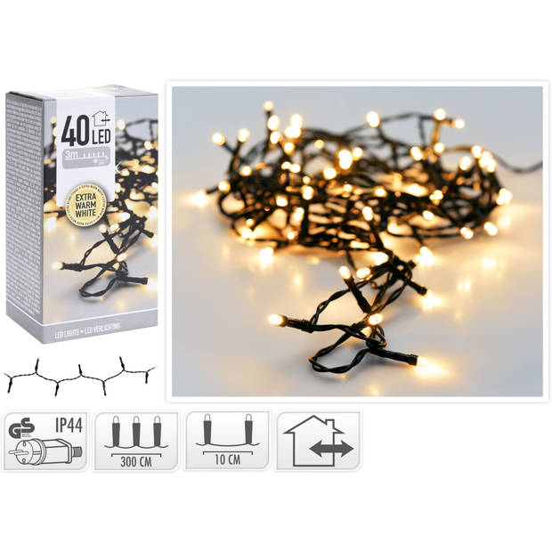 LED kerstverlichting extra warm wit 3 meter 40 lampjes - Kerstverlichting kerstboom