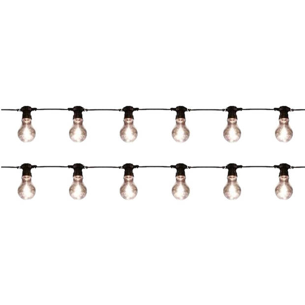 2x stuks binnen/buiten verlichting lichtsnoer 10 meter met warm witte LED lampjes - Lichtsnoer voor buiten