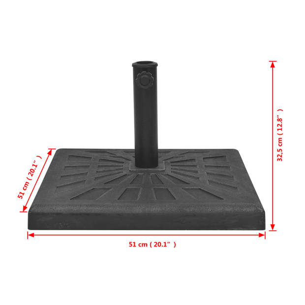 vidaXL Parasolvoet vierkant 19 kg hars zwart