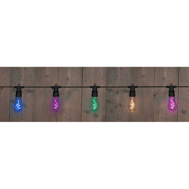 2x stuks tuinverlichting sfeerlampjes lichtsnoeren gekleurd 10m - Lichtsnoer voor buiten