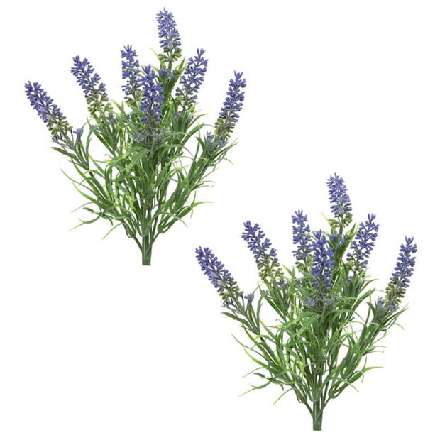 2x stuks lavandula/lavendel kunstplant 34 cm bosje - Kunstplanten