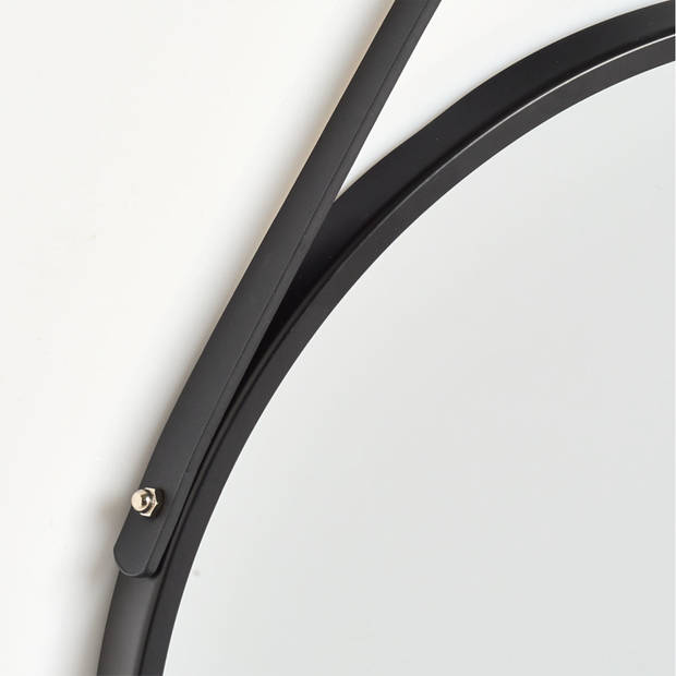 Ronde wandspiegel zwart metaal 40 cm met ophanghaak - Spiegels
