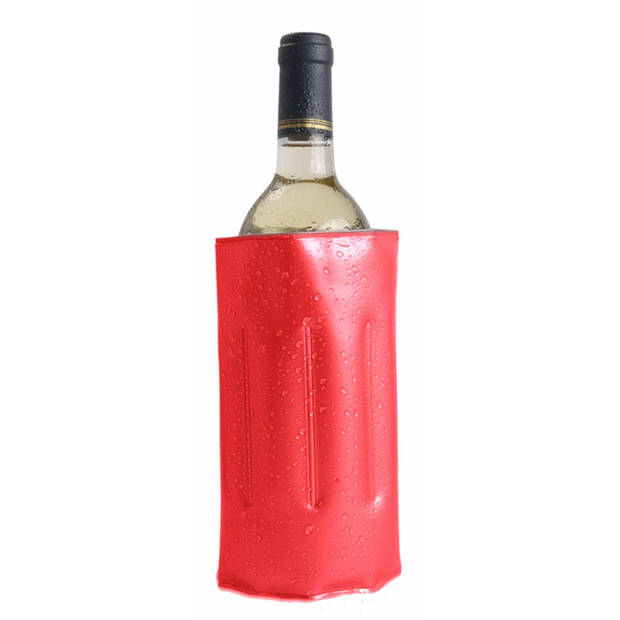 1x Wijnflessen/drankflessen koeler hoes rood 34 x 18 cm - Koelelementen