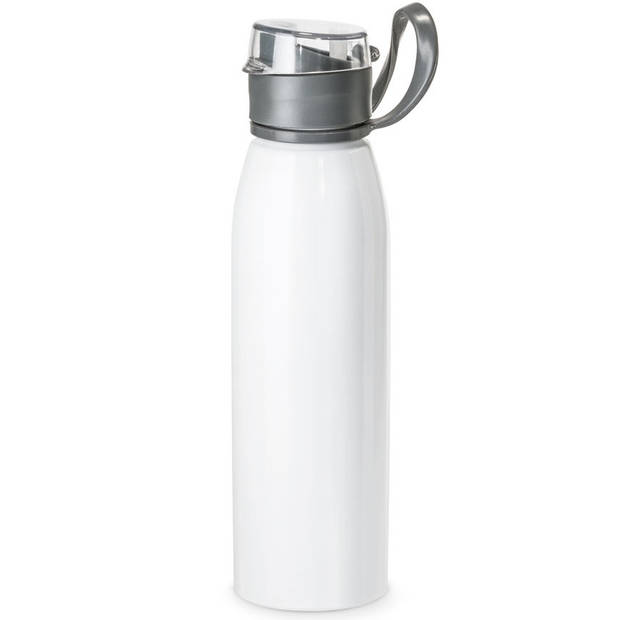 Aluminium waterfles/drinkfles wit met klepdop en handvat 650 ml - Drinkflessen