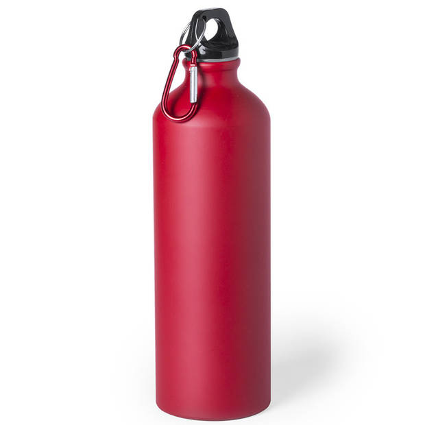 Waterfles/drinkfles Thor - rood - aluminium - schroefdop - karabijnhaak - 800 ml - Sportfles/bidon - Drinkflessen