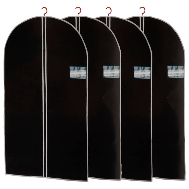 Set van 4x stuks zwarte kledinghoezen 60 x150 cm - Kledinghoezen