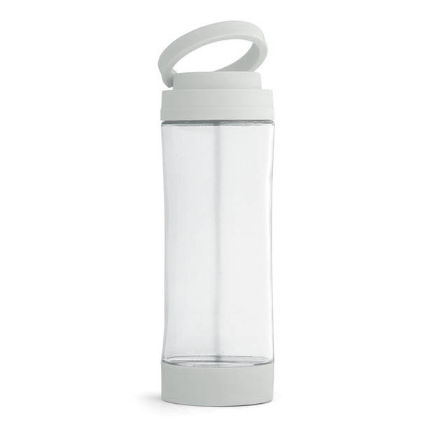 2x Stuks glazen waterfles/drinkfles met witte kunststof schroefdop en smartphone houder 390 ml - Drinkflessen