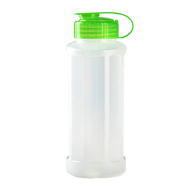 2x stuks kunststof waterflessen 1100 ml transparant met dop groen - Drinkflessen