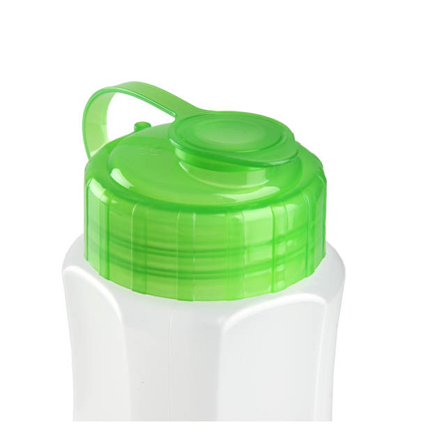 2x stuks kunststof waterflessen 1000 ml transparant met dop groen - Drinkflessen
