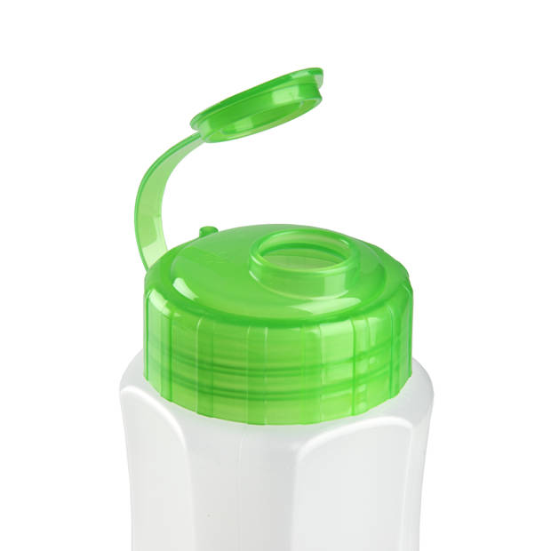 Kunststof waterfles 1000 ml transparant met dop groen - Drinkflessen