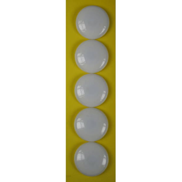 5x ronde koelkast / whiteboard magneten wit 40 mm - Magneten