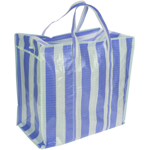 Wastas/boodschappentas/opbergtas wit/blauw 55 x 55 x 30 cm - Shoppers