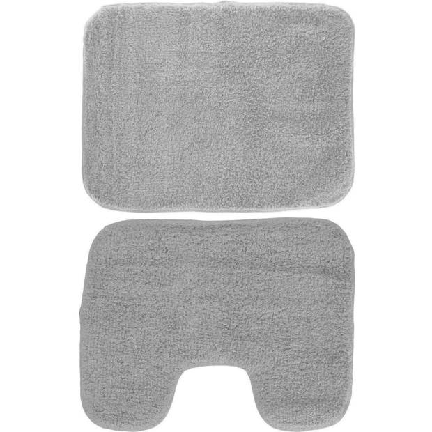 Badkamer/douche/toilet mat set beton grijs - Badmatjes