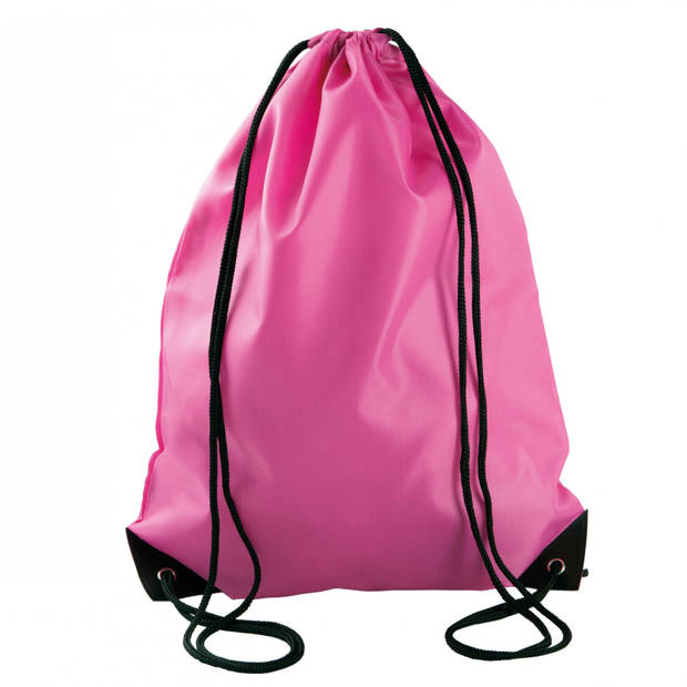 Sport gymtas/draagtas fuchsia roze met rijgkoord 34 x 44 cm van polyester - Gymtasje - zwemtasje