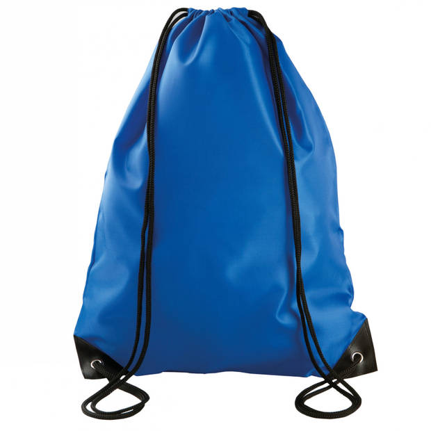 Sport gymtas/draagtas met rijgkoord - kobalt blauw - 34 x 44 cm - polyester - verstevigde hoeken - Gymtasje - zwemtasje