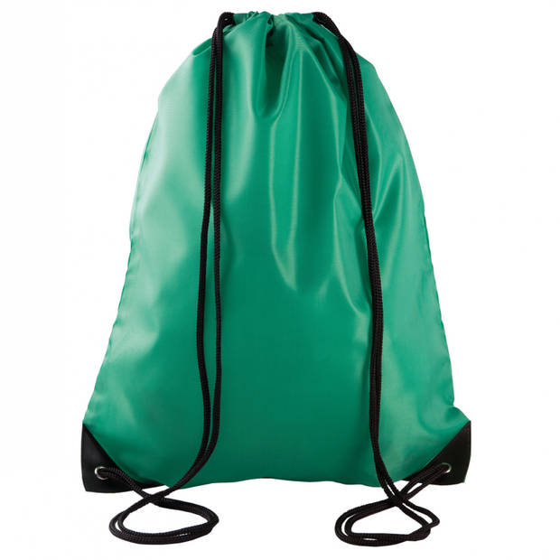 Sport gymtas/draagtas met rijgkoord - grasgroen - 34 x 44 cm - polyester - verstevigde hoeken - Gymtasje - zwemtasje