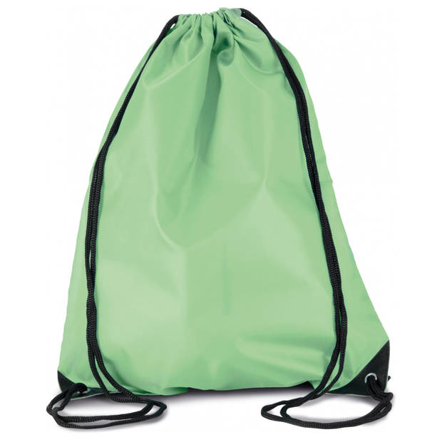 Sport gymtas/draagtas lichtgroen met rijgkoord 34 x 44 cm van polyester - Gymtasje - zwemtasje