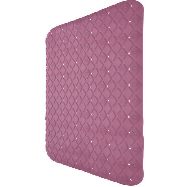 Excellent Houseware Badmat - antislip - oud roze - 55 cm - vierkant - Badmatjes