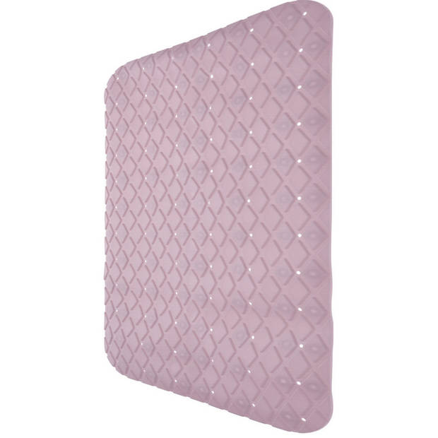 Anti-slip badmat licht roze 55 x 55 cm vierkant - Badmatjes