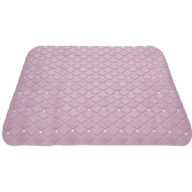 Anti-slip badmat licht roze 55 x 55 cm vierkant - Badmatjes