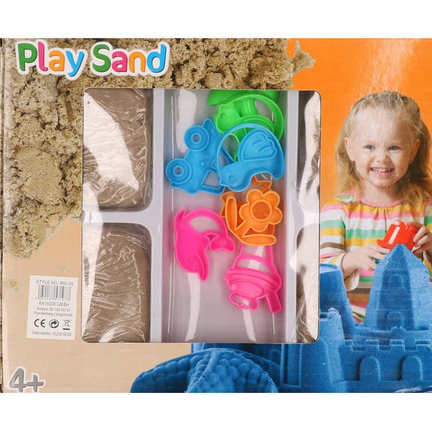 4x Speelzand/magisch zand 250 gram bruin met 8 vormpjes speelgoed - Speelzand