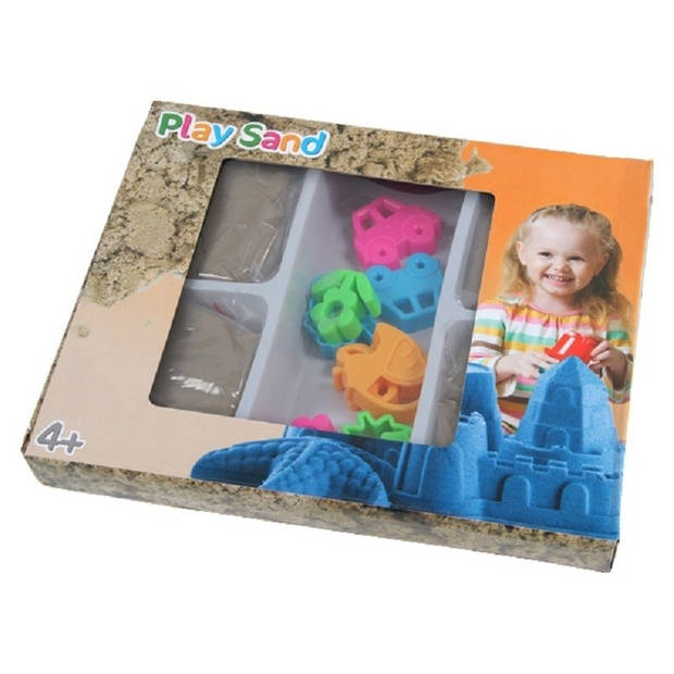 4x Speelzand/magisch zand 250 gram bruin met 8 vormpjes speelgoed - Speelzand