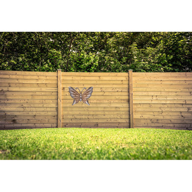 Metalen vlinder donkerbruin/brons 29 x 24 cm tuin decoratie - Tuinbeelden