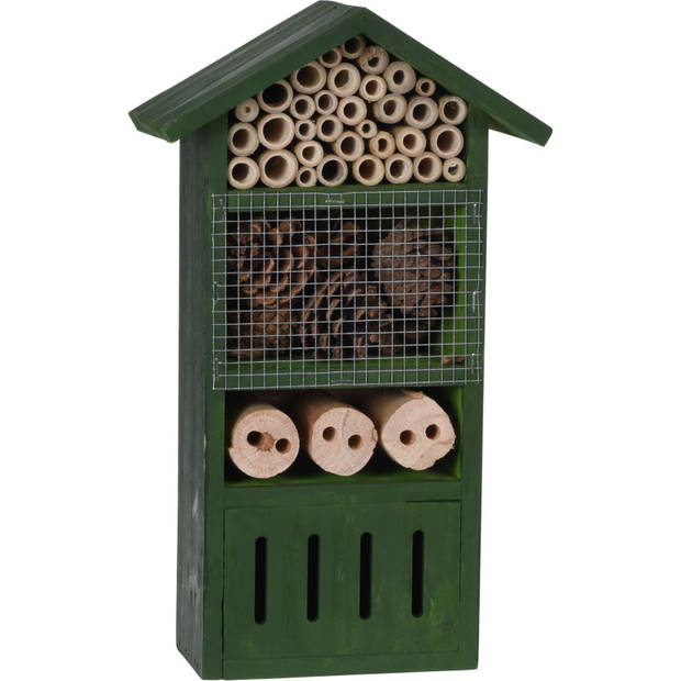 Insectenhotel - groen - hout - bijenhuis - 33 cm - Insectenhotel