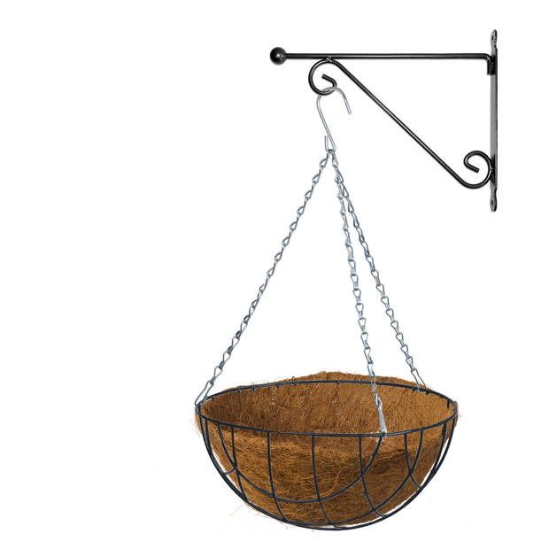 Hanging basket 30 cm met metalen muurhaak en kokos inlegvel - Plantenbakken