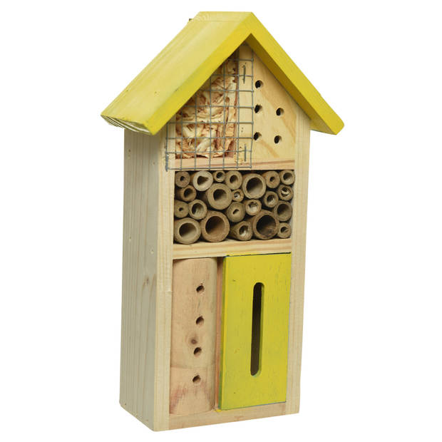 Geel insectenhotel huisje 26 cm - Insectenhotel