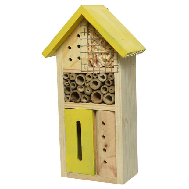 Geel insectenhotel huisje 26 cm - Insectenhotel