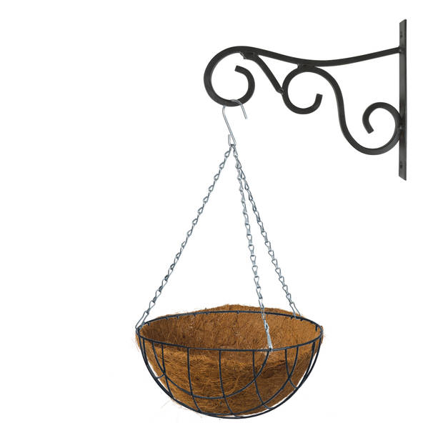 Hanging basket 25 cm met metalen muurhaak en kokos inlegvel - Plantenbakken