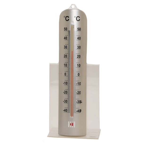 Binnen/buiten thermometer RVS look 26 x 6 cm - Buitenthermometers