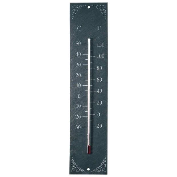 Tuin/buiten thermometer van leisteen 45 cm - Buitenthermometers