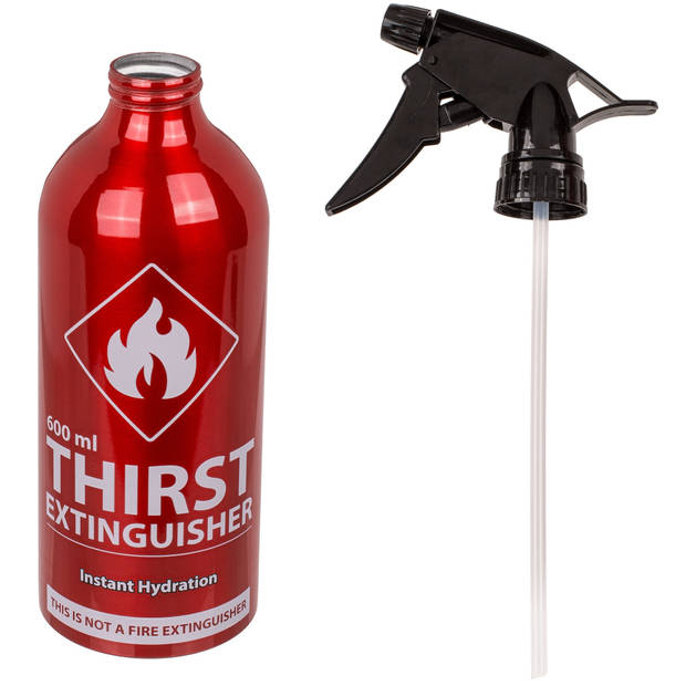 Drank spuitfles/verstuiver brandblusser aluminium rood 600 ml 23 cm - Waterverstuivers