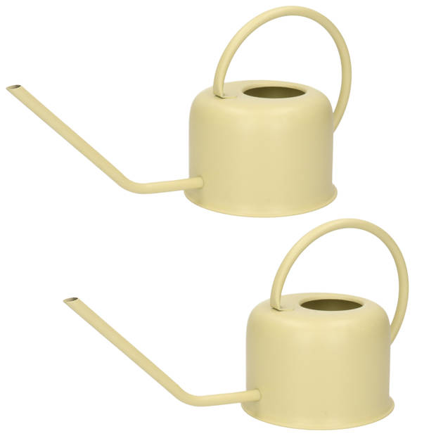 2x stuks retro metalen / RVS gieters retro groen voor binnen 1100 ml - Gieters