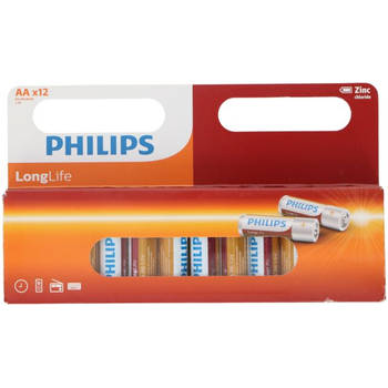 Philips AA-Batterijen - R6L12W - 12 Stuks Batterij Pack - Zinkchloride Technologie - 3 Jaar Houdbaarheid