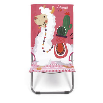 Arditex opvouwbare ligstoel Llama 74 x 49 cm polyester roze/rood