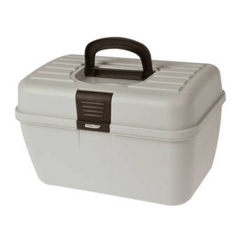 Opbergbox/opbergkoffertje 2-laags grijs - Opbergbox